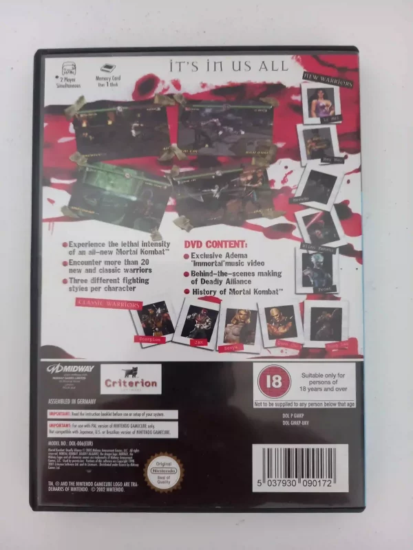 Mortal Kombat Deadly Alliance GameCube Nintendo Mortal Kombat Deadly Alliance GameCube Nintendo